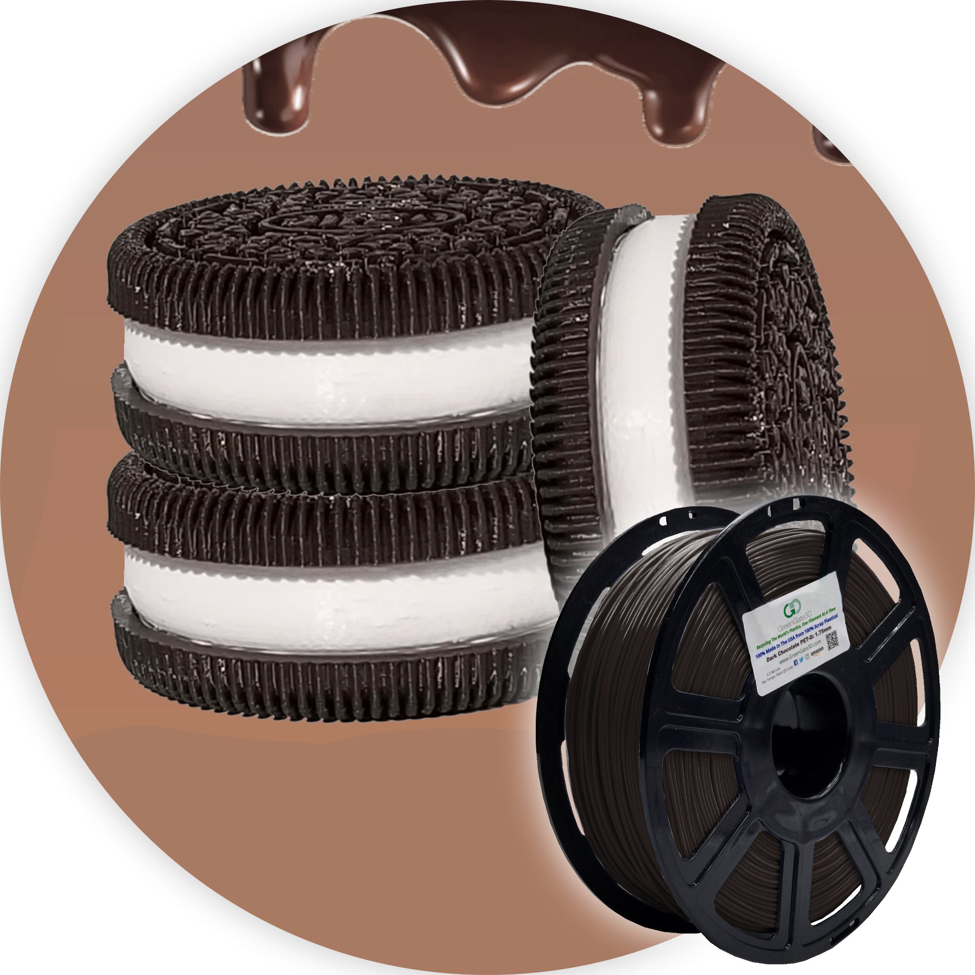 Dark Chocolate: Recycled PET-G (October 2025 GreenGate3D's 5th Anniversary Discount: 13%)