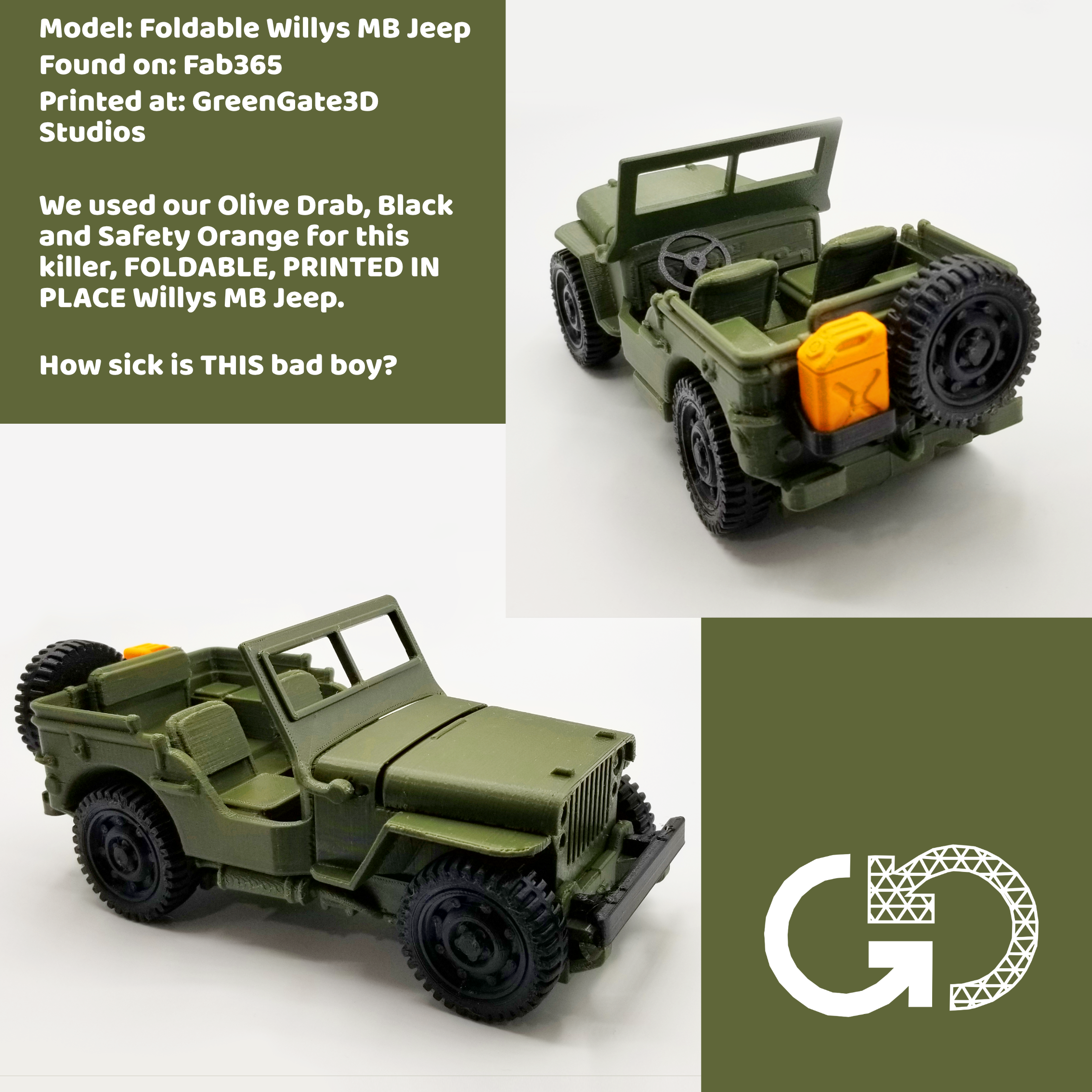 Olive Drab: Recycled PET-G (October 2025 GreenGate3D's 5th Anniversary Discount: 13%)