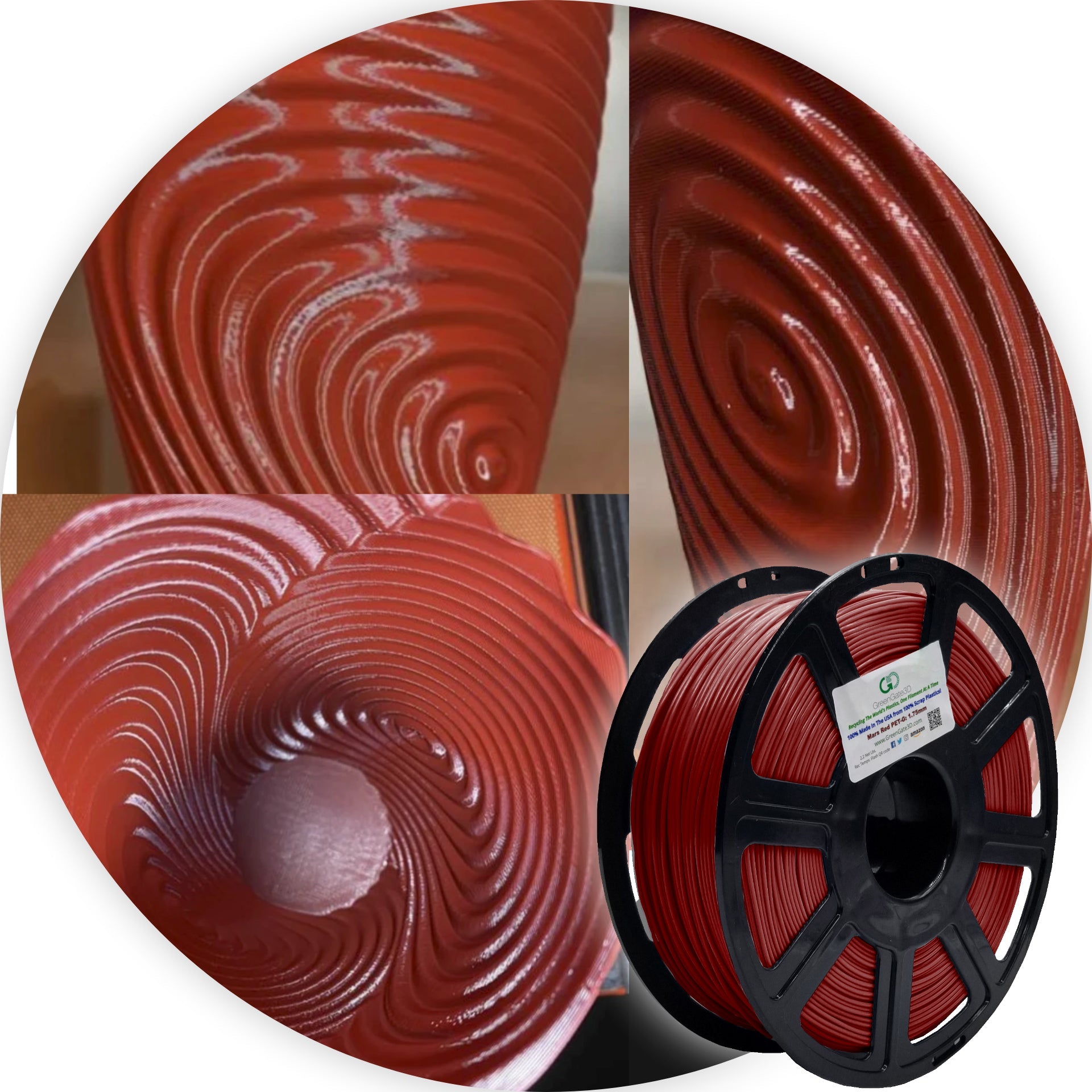 Mars Red: Recycled PET-G (July 2025: GreenGate3D's 5th Anniversary Discount. Any Red, White or Blue!)