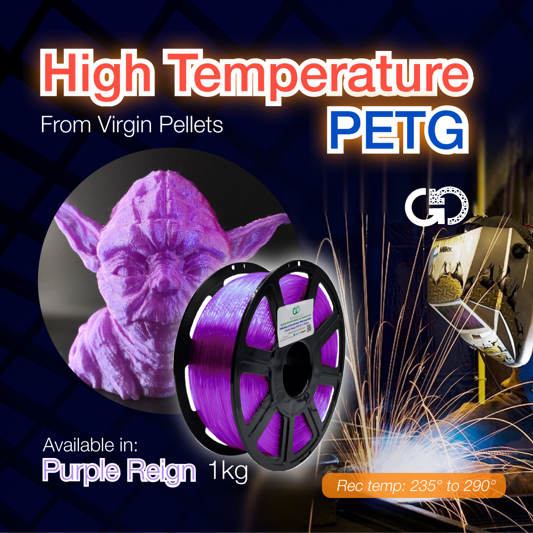 Purple Reign:  High Temp 235° C - 290° C Virgin PET-G