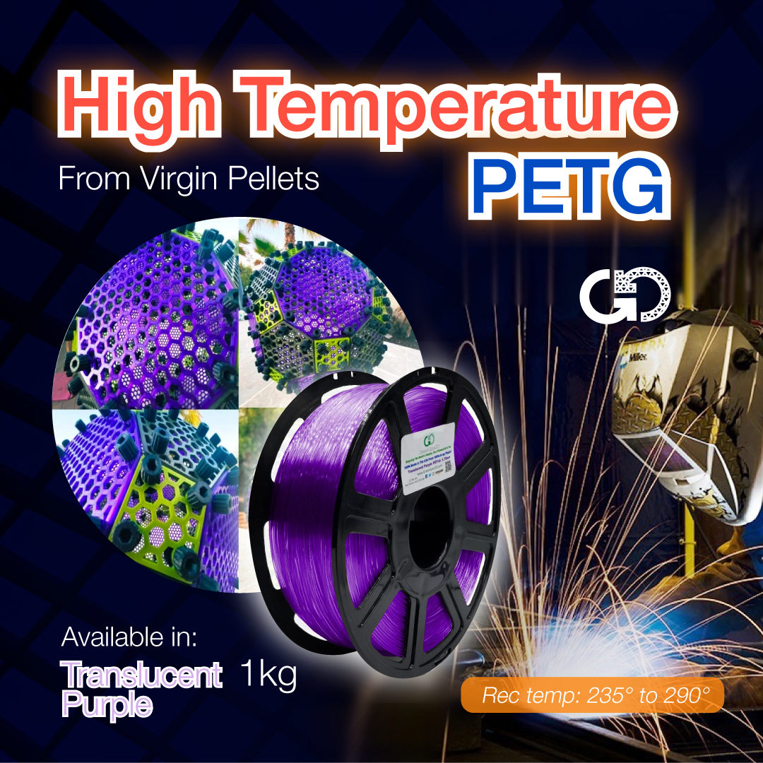 Translucent Purple: High Temp 235° C - 290° C Virgin PET-G